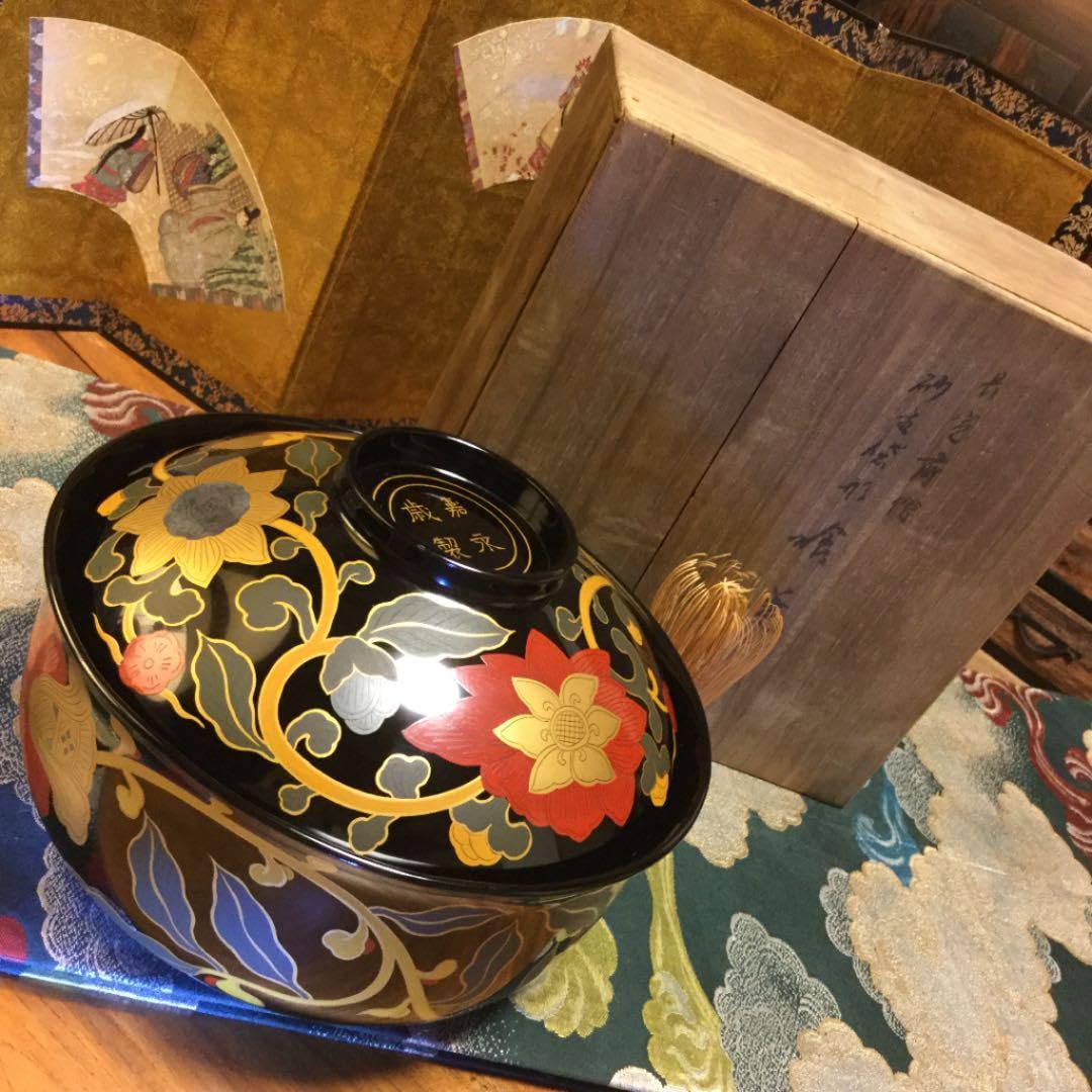 A64 木製漆器 懐石道具 ８代目象彦 極上蒔絵 長寛写　砂金袋形　1客 A64 木製漆器 懐石道具 8代目象彦 極上蒔絵 長寛写砂金袋形1客